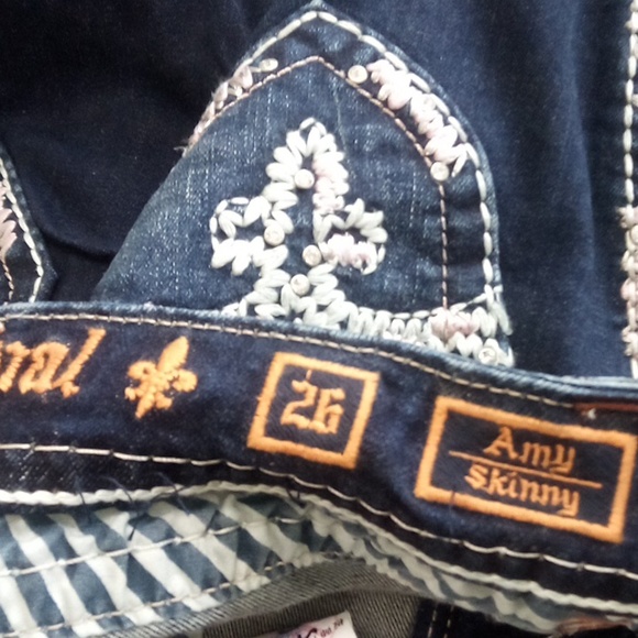 Rock Revival Women's 26 Dark Wash Skinny Jeans Amy Bejeweled Distressed NWOT - Picture 8 of 13